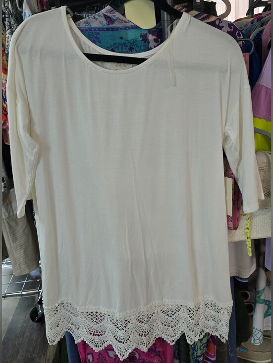 Misia Tops - 29 NWT Misia Cream Crochet-Hem Tunic Top